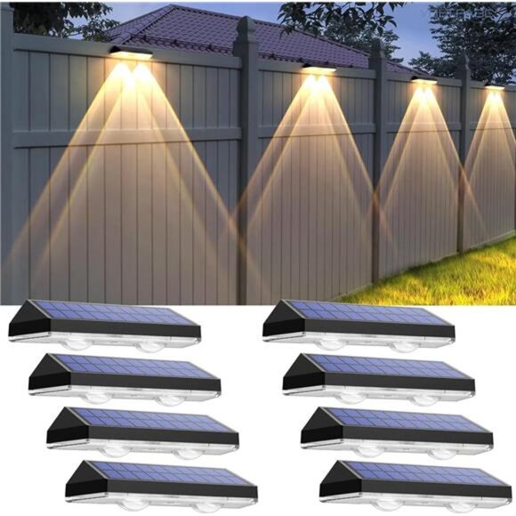 Solar Fence Lights Outdoor - 2700/4000/6000K 3 Mode, Waterproof LED, FenceLight - Picture 1 of 7